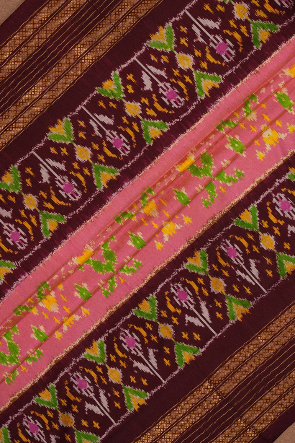 Image of Pochampally Ikat Silk Pink Saree